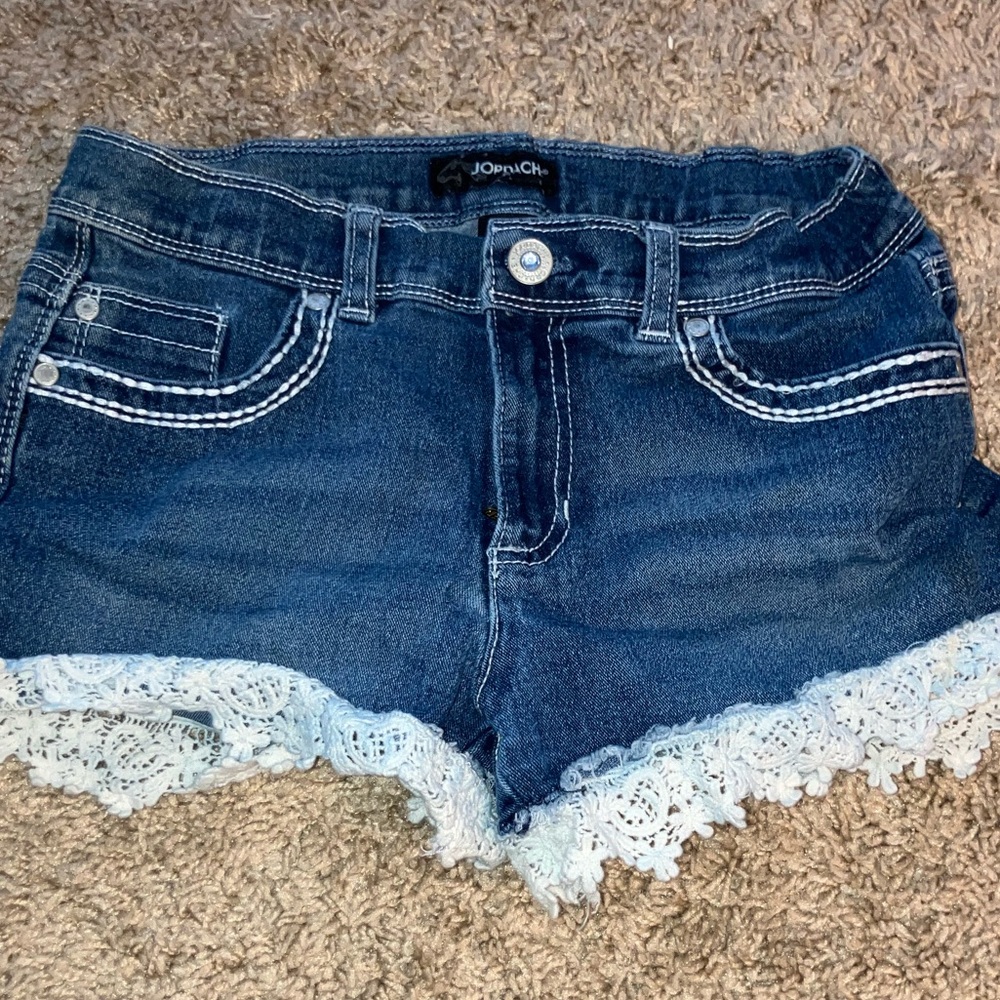 Jordache Blue Denim Cut-Off Shorts with Lace Trim